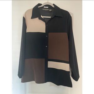 Retro color block button up